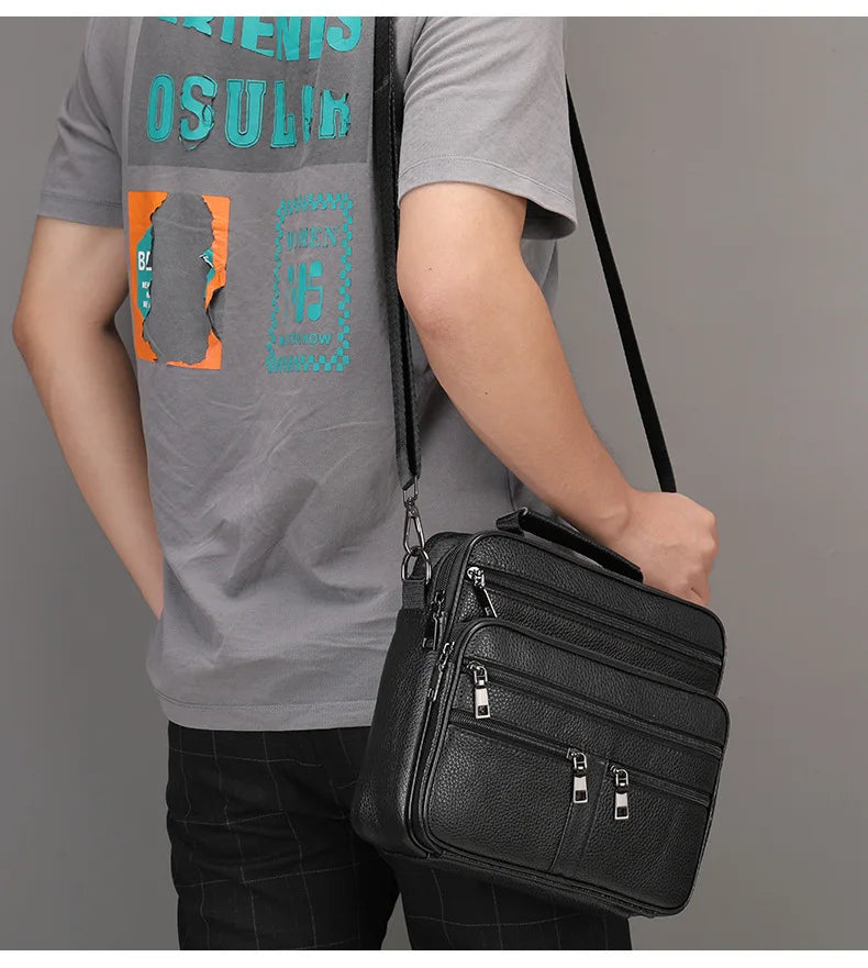 Men's Genuine Leather Messenger Shoulder Bag