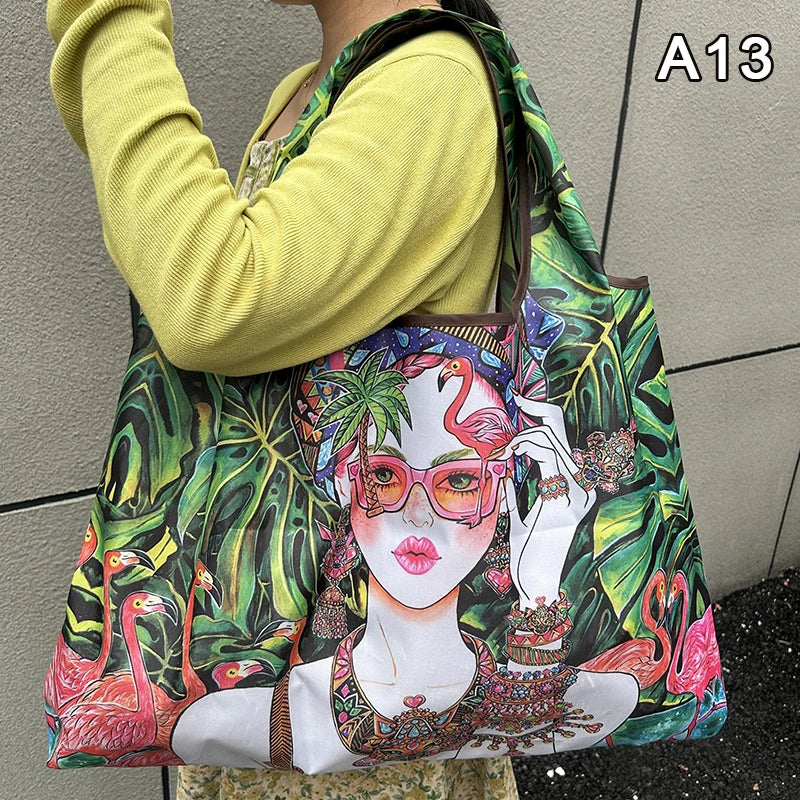 Foldable Nylon Reusable Shopping Tote Bag