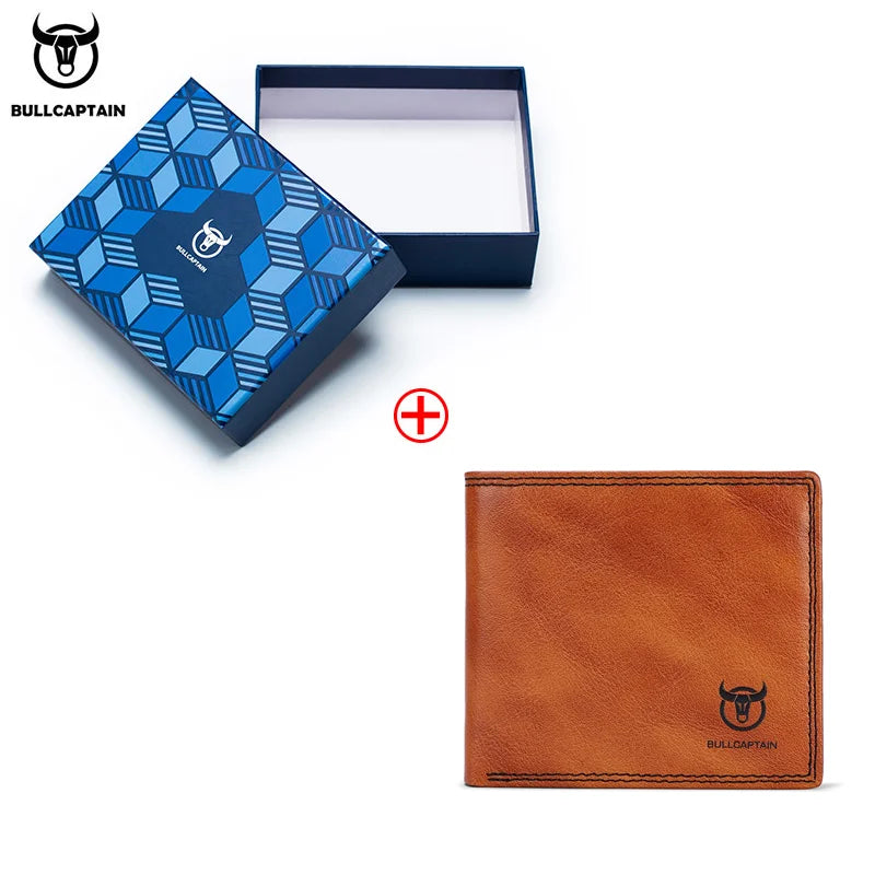 BULLCAPTAIN Men's Genuine Leather Wallet with Gift Box Option