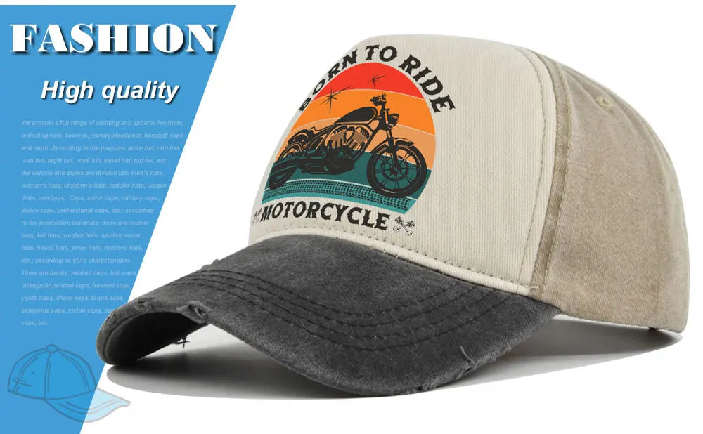 Retro Washed Print Cotton Baseball Cap