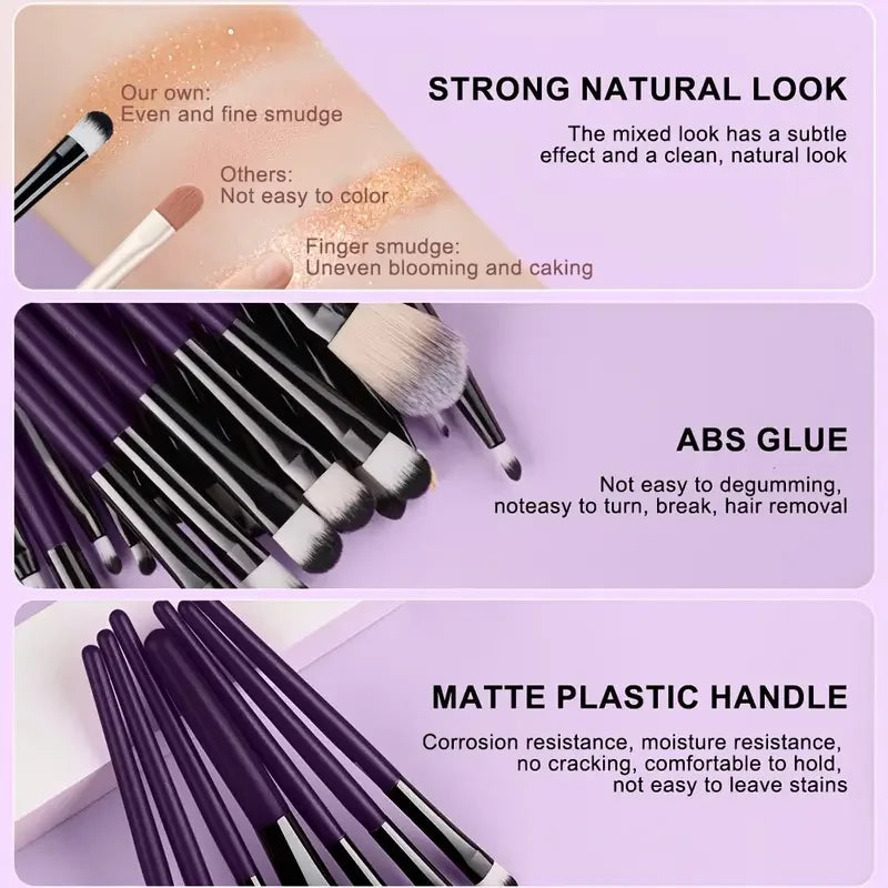 20PCS Makeup Brushes Set Eye Makeup Smudge Undercover Eyeliner Blade Eye Detail Soft Bristle Eyeshadow Brushes Beauty Tool