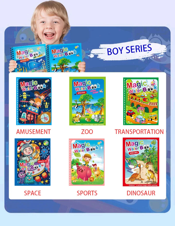 Reusable Coloring Book Magic Water Drawing Book Sensory Early Education for Children