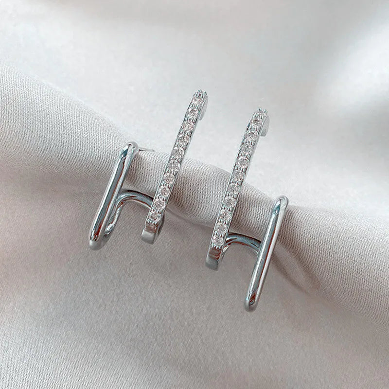 Korean-Style CZ Crystal Claw Earrings