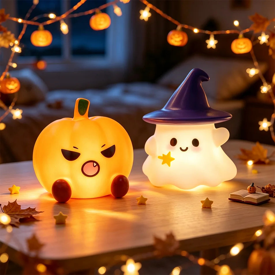 Halloween Ghost, Witch Hat & Pumpkin Night Light