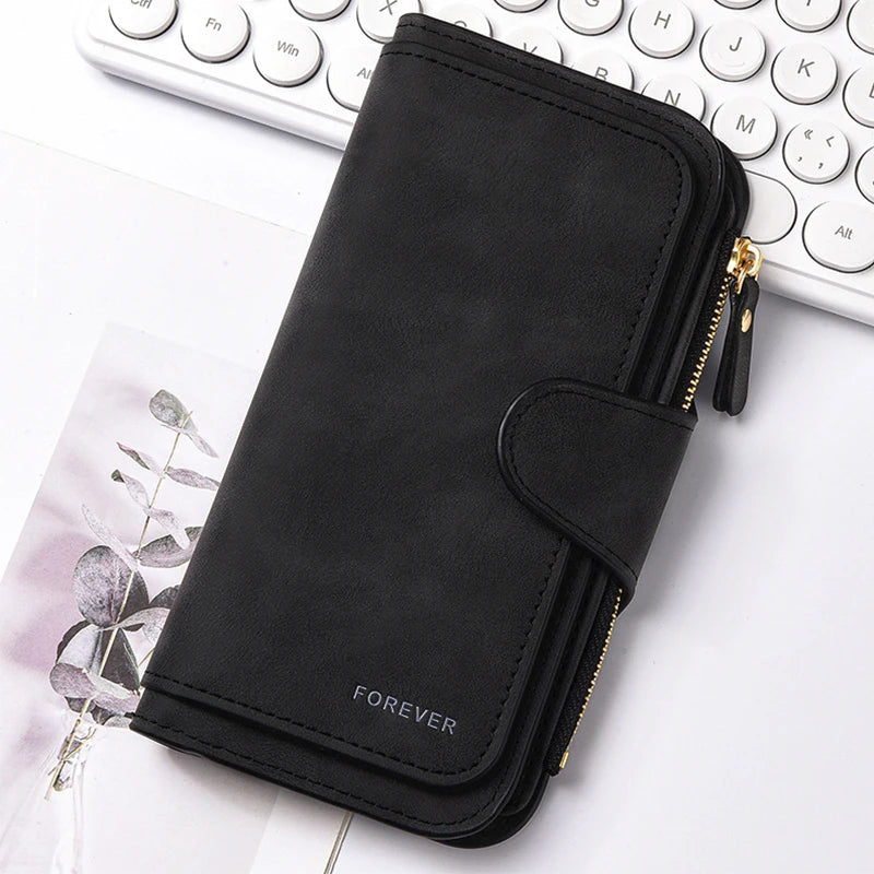 Women's Butterfly Long-Zip PU Wallet