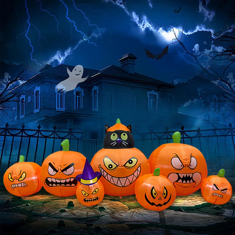 Glowing Black Cat & Pumpkin Halloween Yard Decor