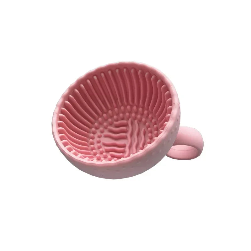 Folding Silicone Makeup Brush Cleaner, Wash Bowl & Scrub Mat