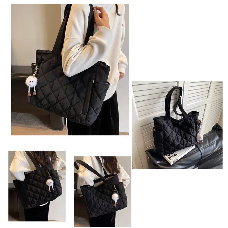 Women's Quilted Nylon Tote Bag