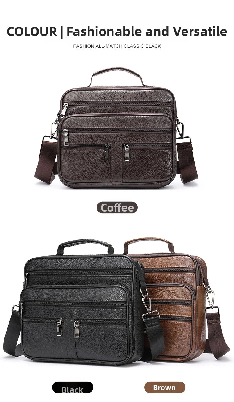 Men's Genuine Leather Messenger Shoulder Bag