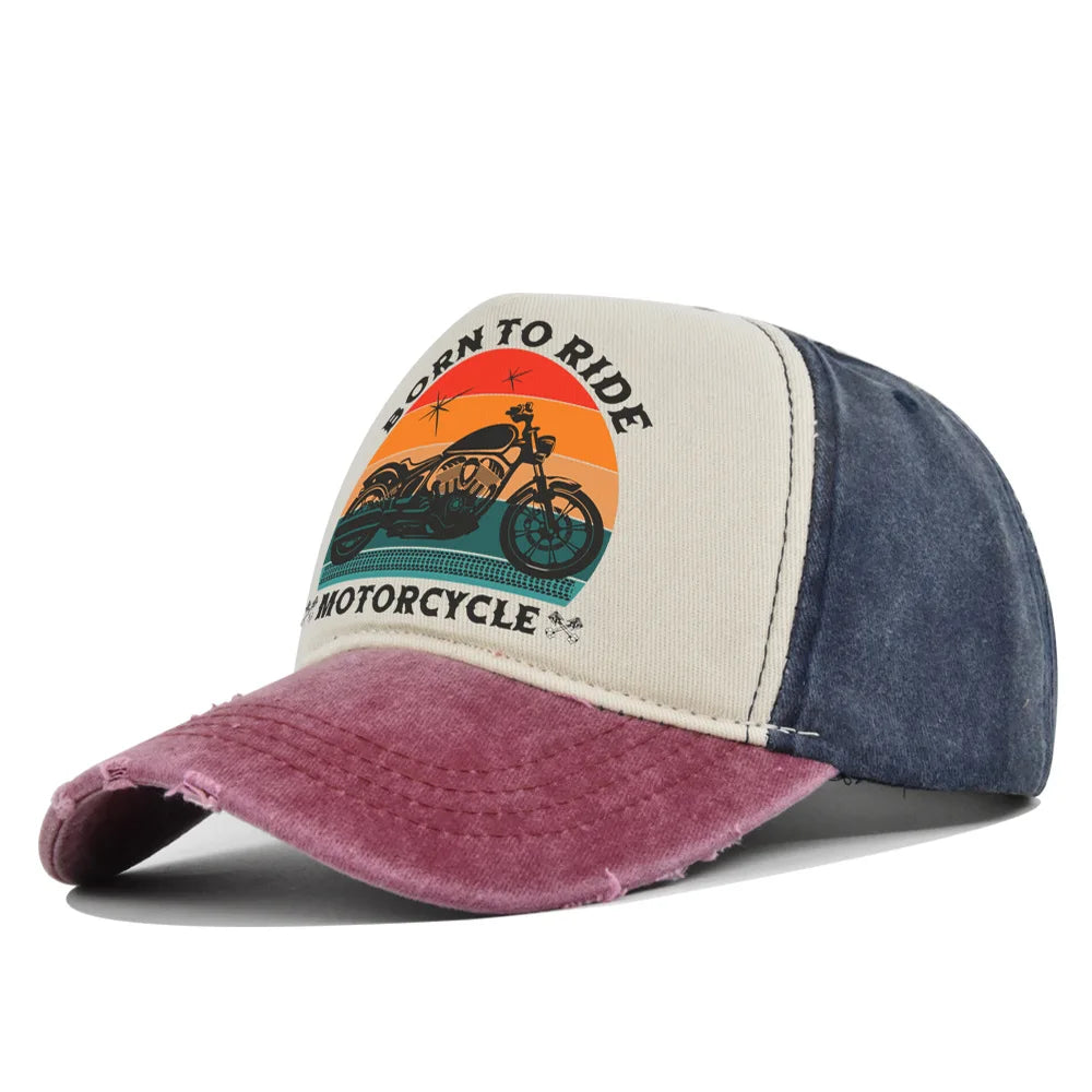 Retro Washed Print Cotton Baseball Cap