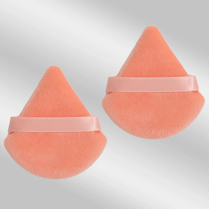 Triangle Velvet Makeup Puffs, 2-Piece Set, 6 cm