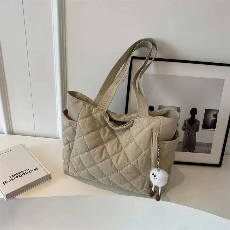 Women's Quilted Nylon Tote Bag