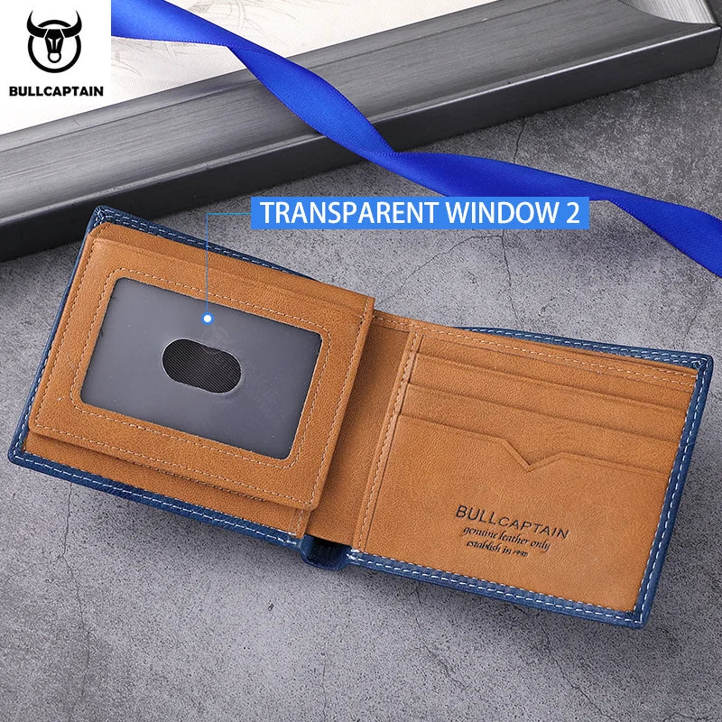BULLCAPTAIN Men's Genuine Leather Wallet with Gift Box Option