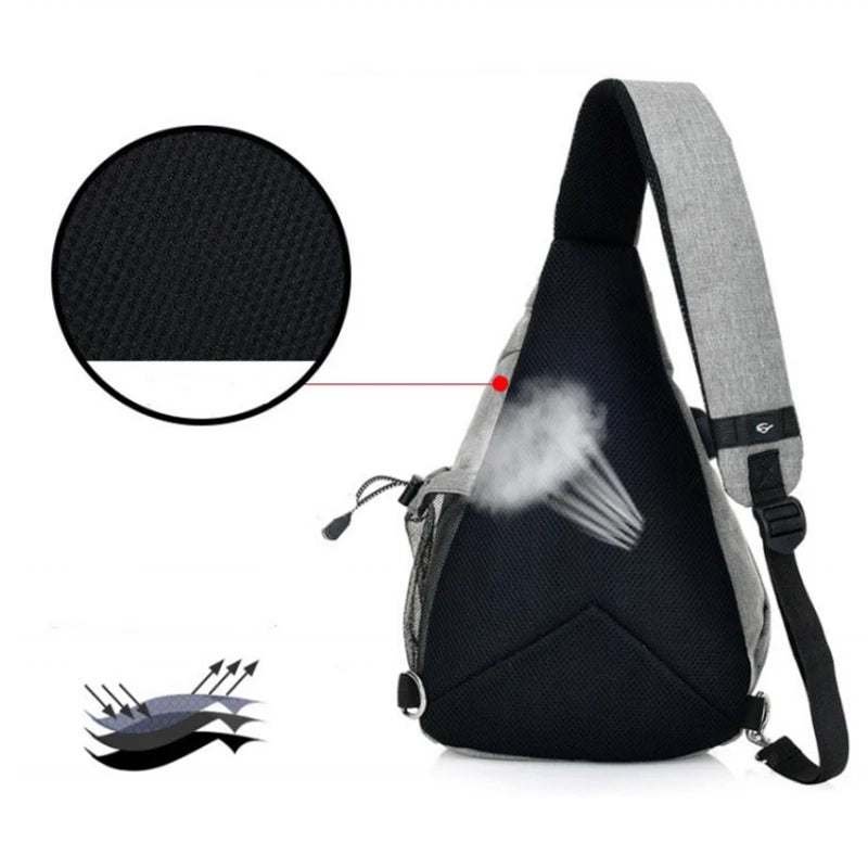 Men's One-Shoulder Sling Backpack with USB Charging Port