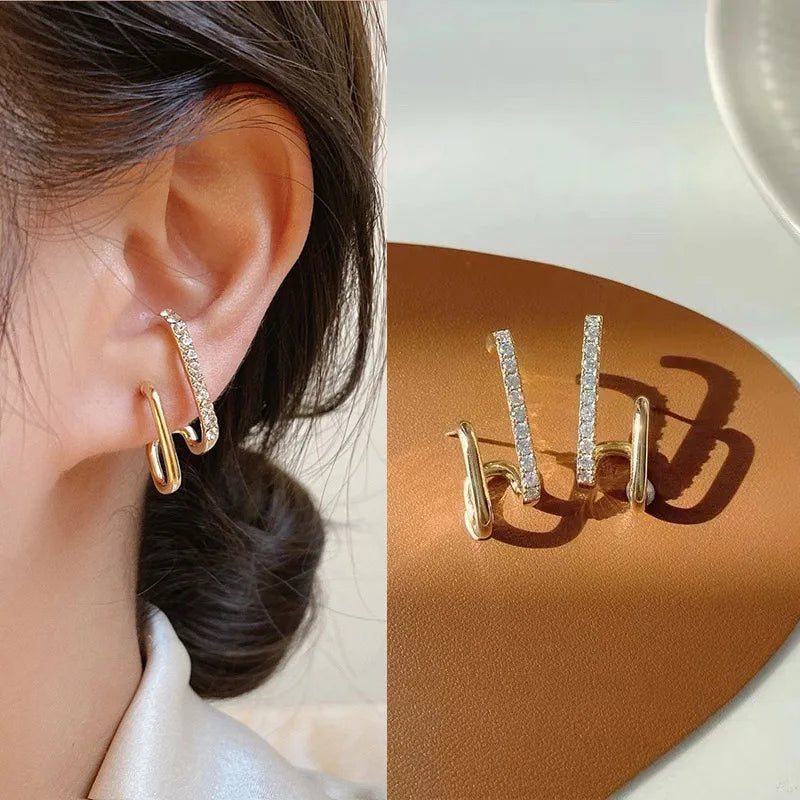 Korean-Style CZ Crystal Claw Earrings