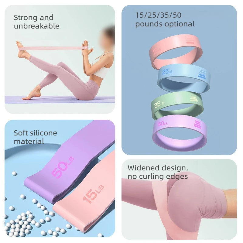 Silicone Resistance Loop Bands, 15–50 lb, Single or 4-Piece Set