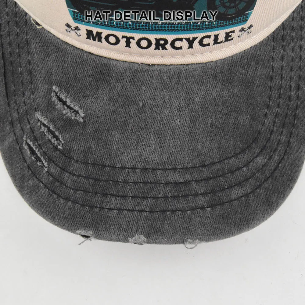 Retro Washed Print Cotton Baseball Cap