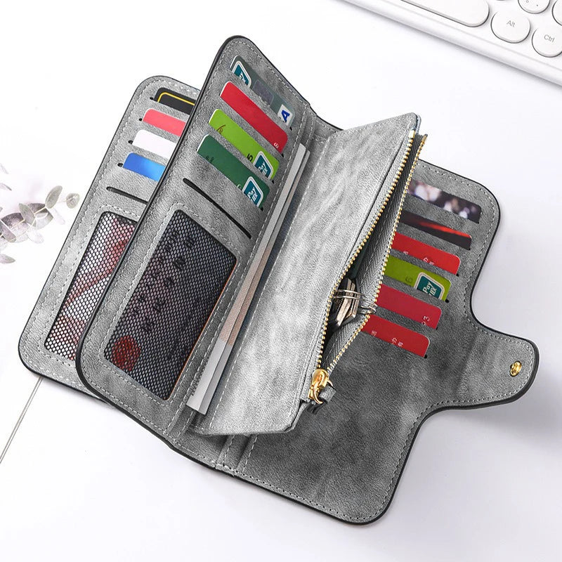 Women's Butterfly Long-Zip PU Wallet