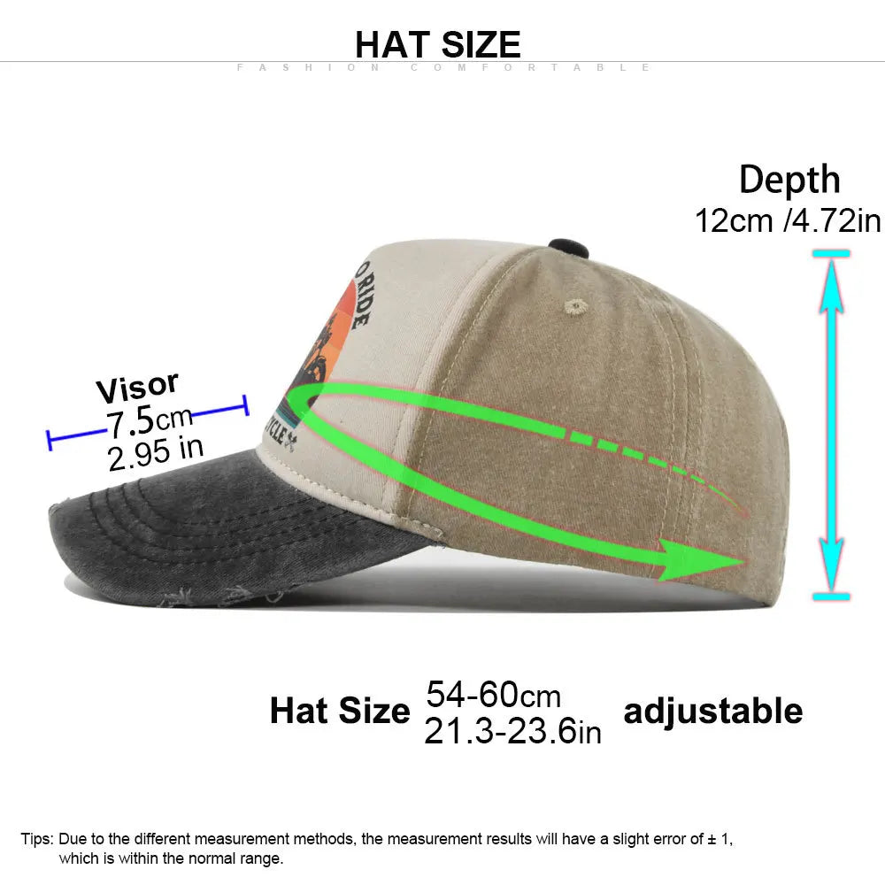 Retro Washed Print Cotton Baseball Cap