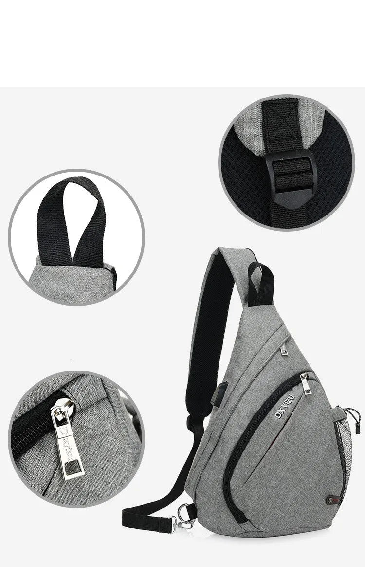 Men's One-Shoulder Sling Backpack with USB Charging Port