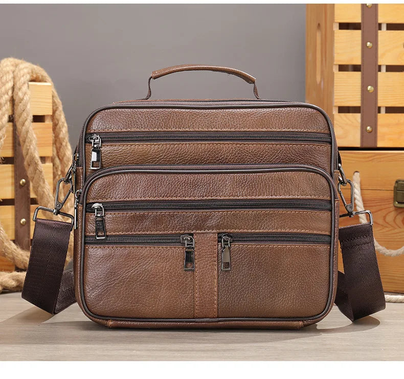 Men's Genuine Leather Messenger Shoulder Bag