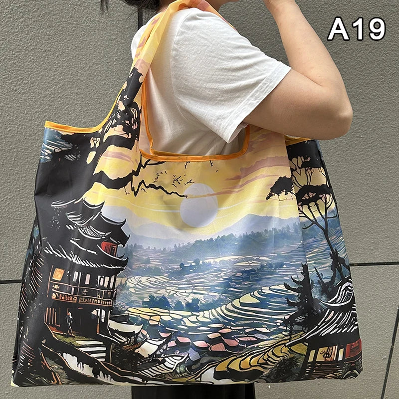 Foldable Nylon Reusable Shopping Tote Bag