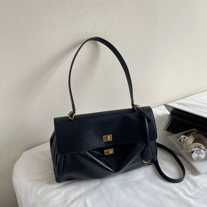 Women's Soft PU Flap Shoulder & Crossbody Bag