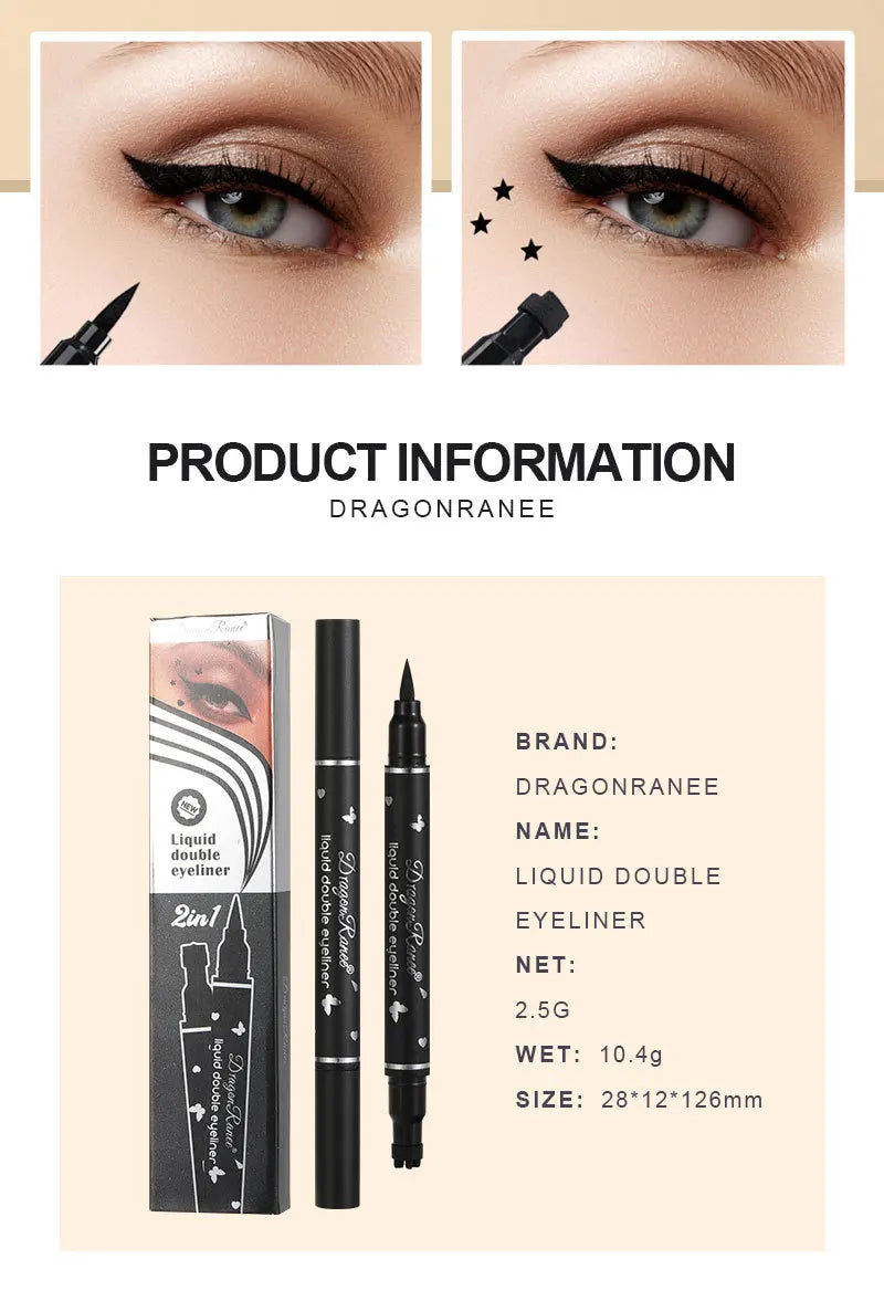 Double-Ended Stamp Eyeliner Pen Waterproof Star Heart Triangle Seal Eye Liner Extension Eye Corner Tail Makeup Quick-Drying