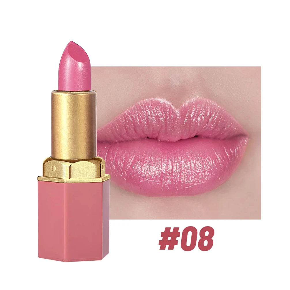 Pearlescent Waterproof Lip Gloss, Long-Lasting High-Shine Finish