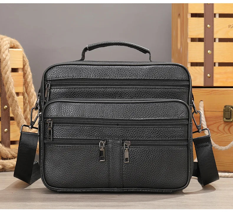Men's Genuine Leather Messenger Shoulder Bag