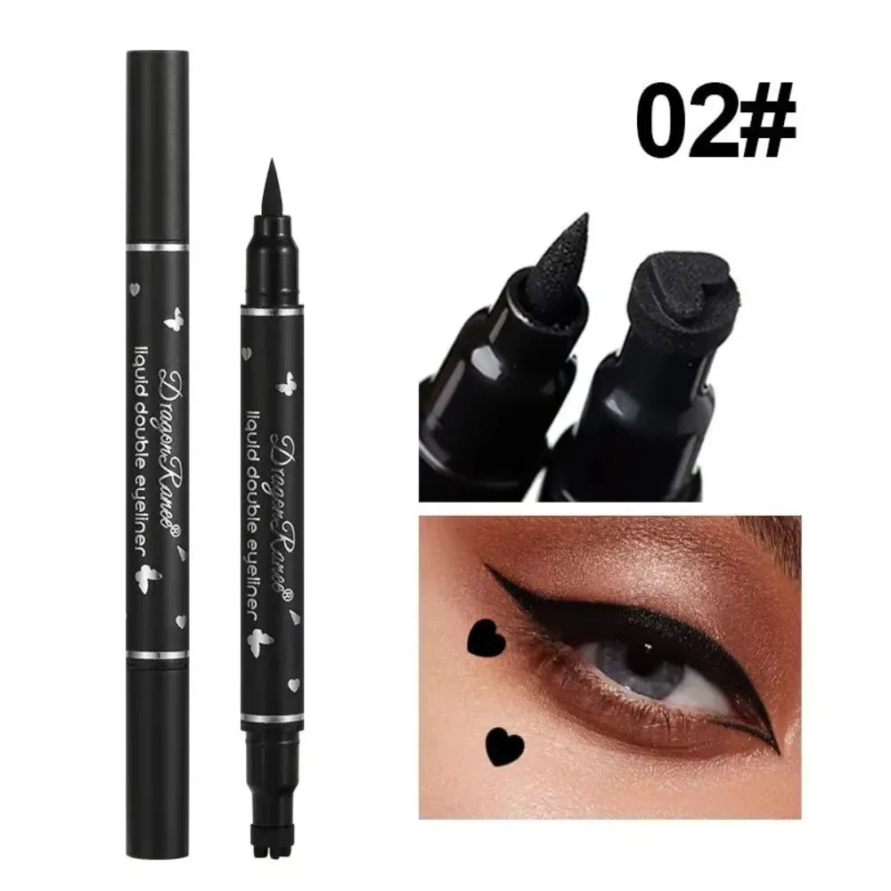 Double-Ended Stamp Eyeliner Pen Waterproof Star Heart Triangle Seal Eye Liner Extension Eye Corner Tail Makeup Quick-Drying