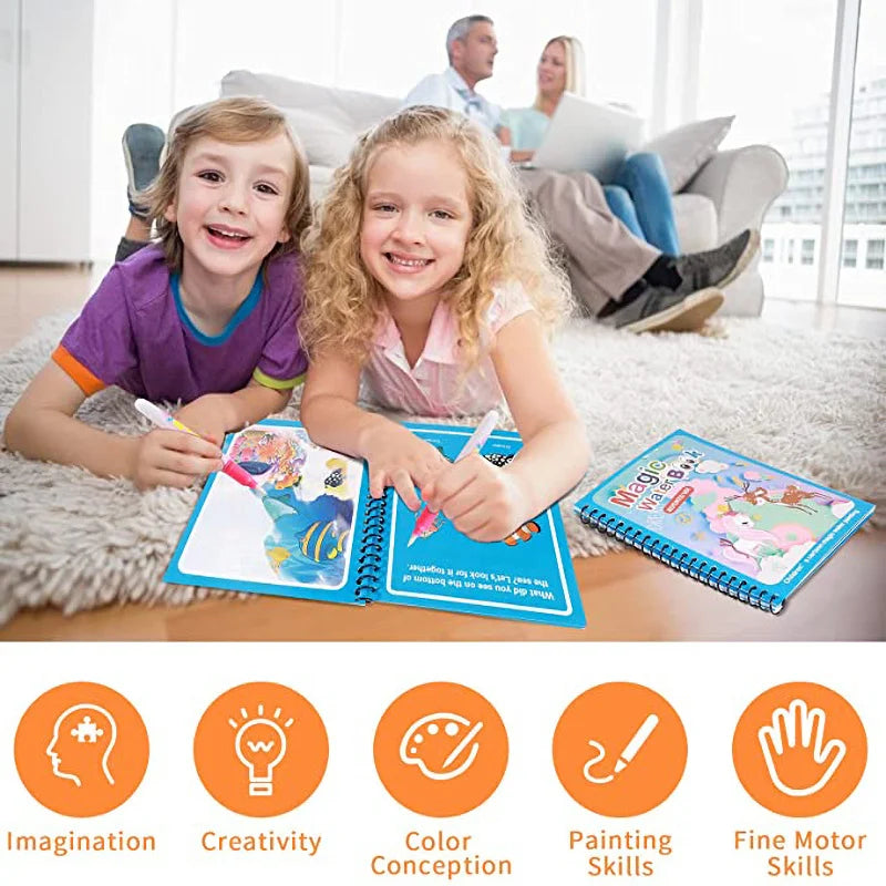 Reusable Coloring Book Magic Water Drawing Book Sensory Early Education for Children