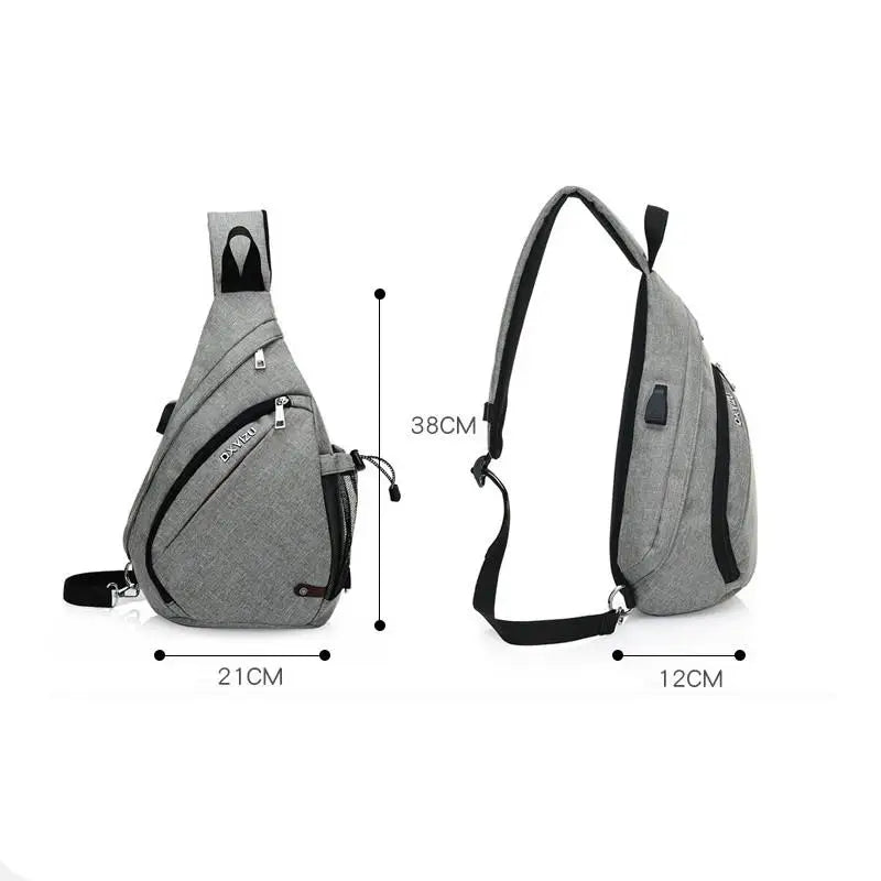 Men's One-Shoulder Sling Backpack with USB Charging Port
