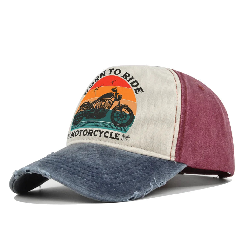 Retro Washed Print Cotton Baseball Cap