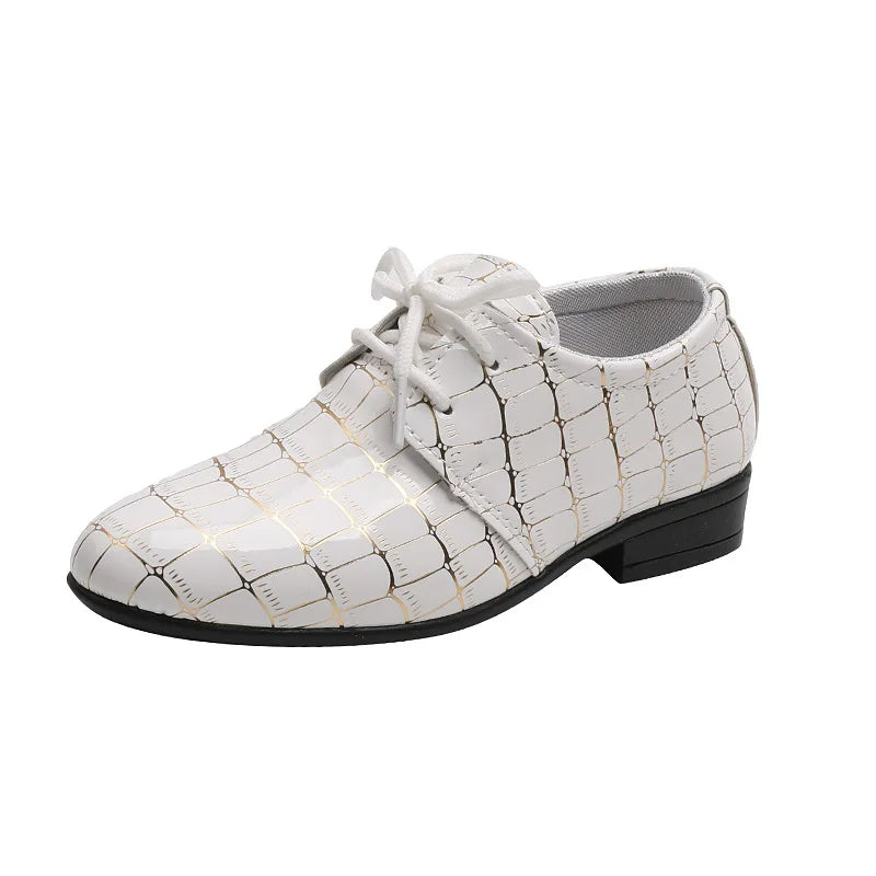 Boys Performance Shoe Pointed Toe Black White Children Leather Casual Shoes Fashion School Student Non-slip Kids Wedding Shoes
