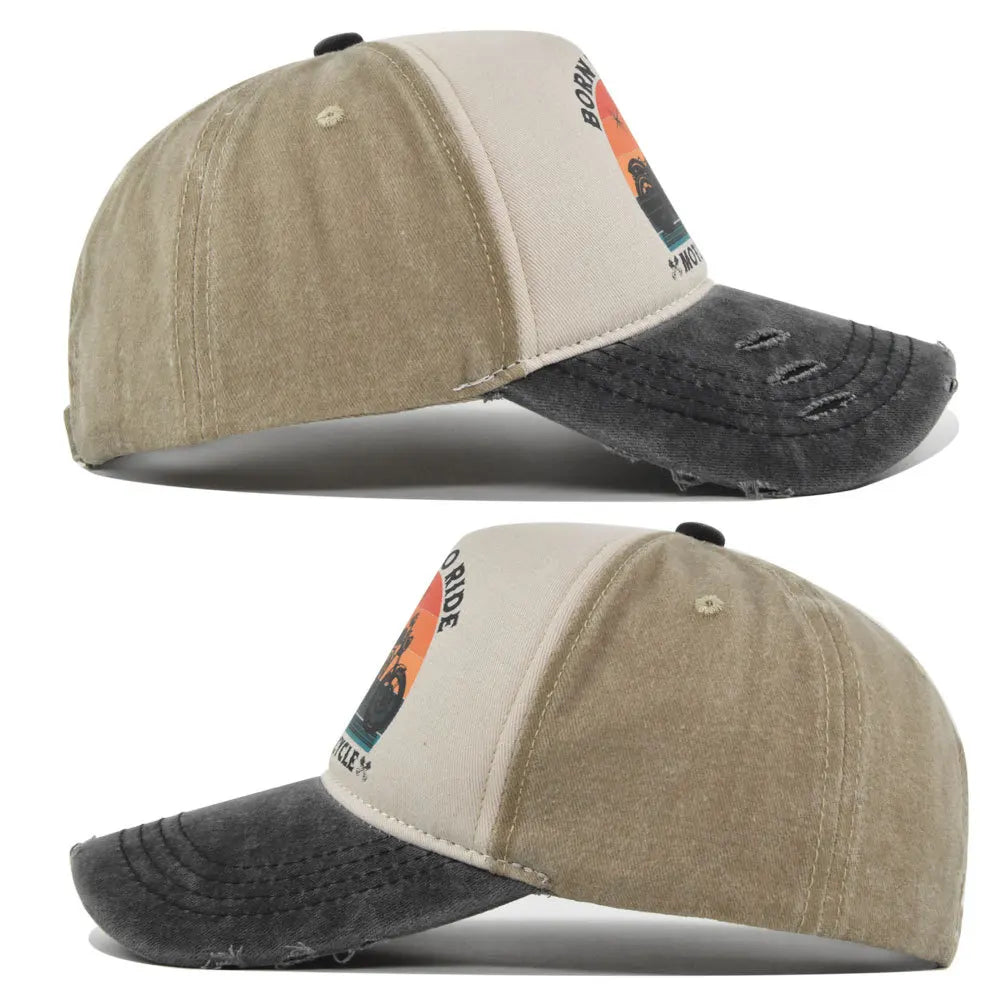 Retro Washed Print Cotton Baseball Cap