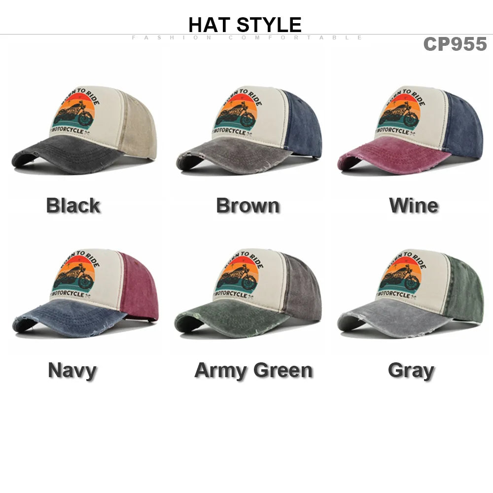 Retro Washed Print Cotton Baseball Cap