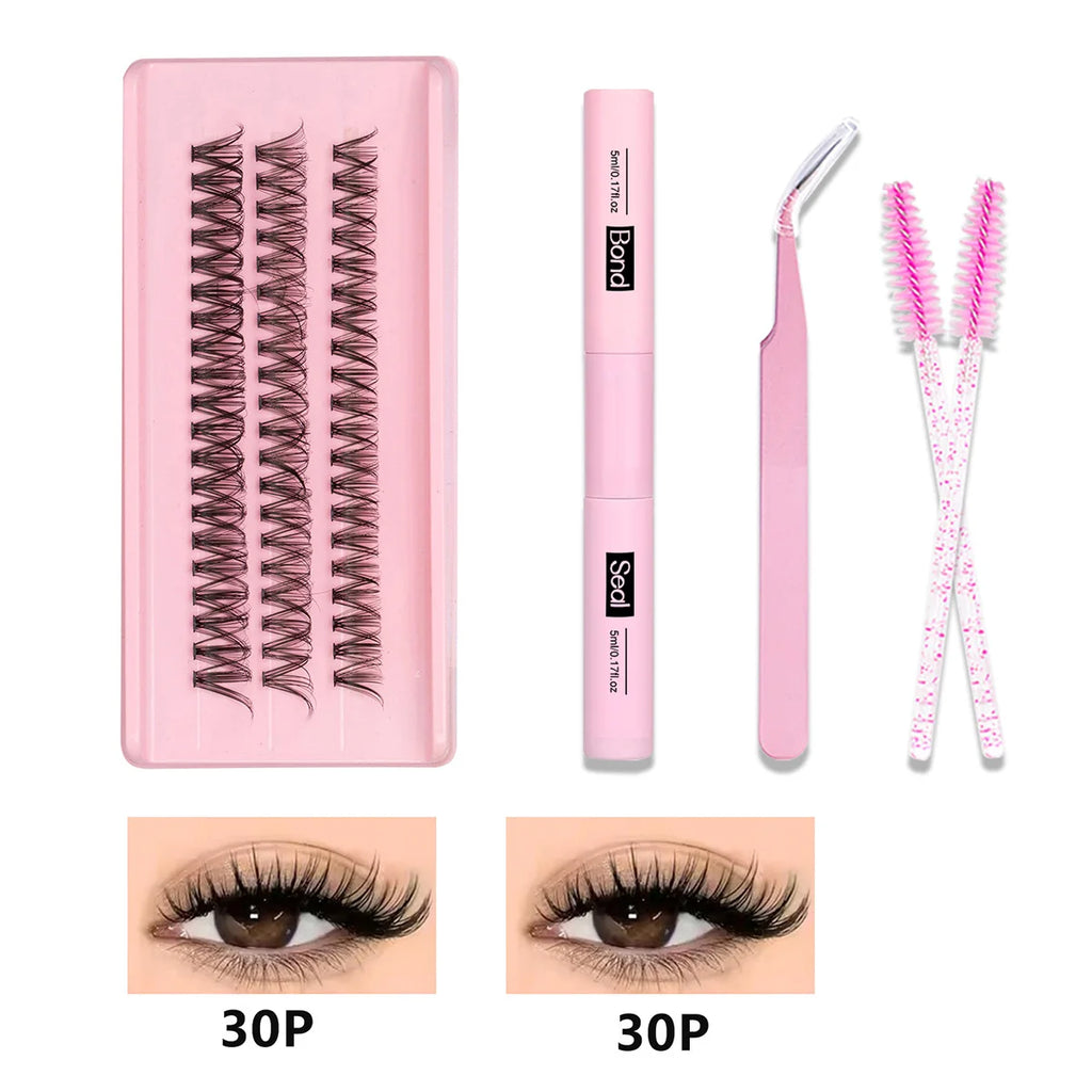 DIY Wispy Lash Clusters Kit, 8–16 mm C-Curl with Bond & Seal