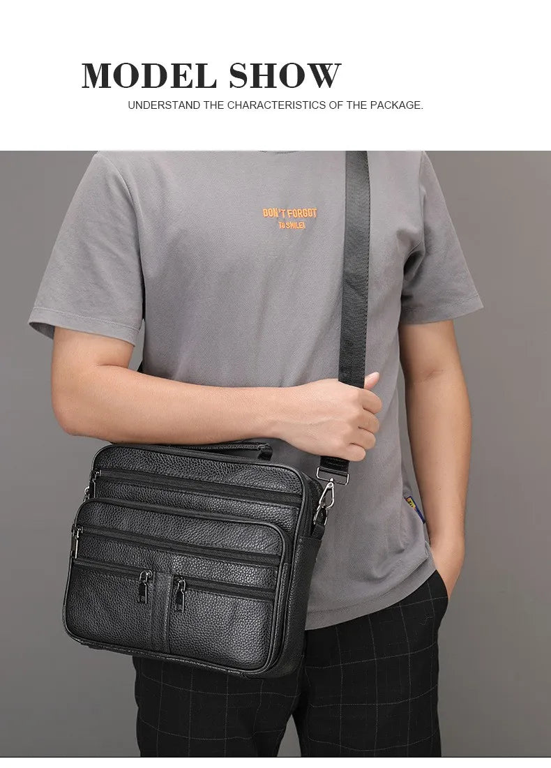 Men's Genuine Leather Messenger Shoulder Bag