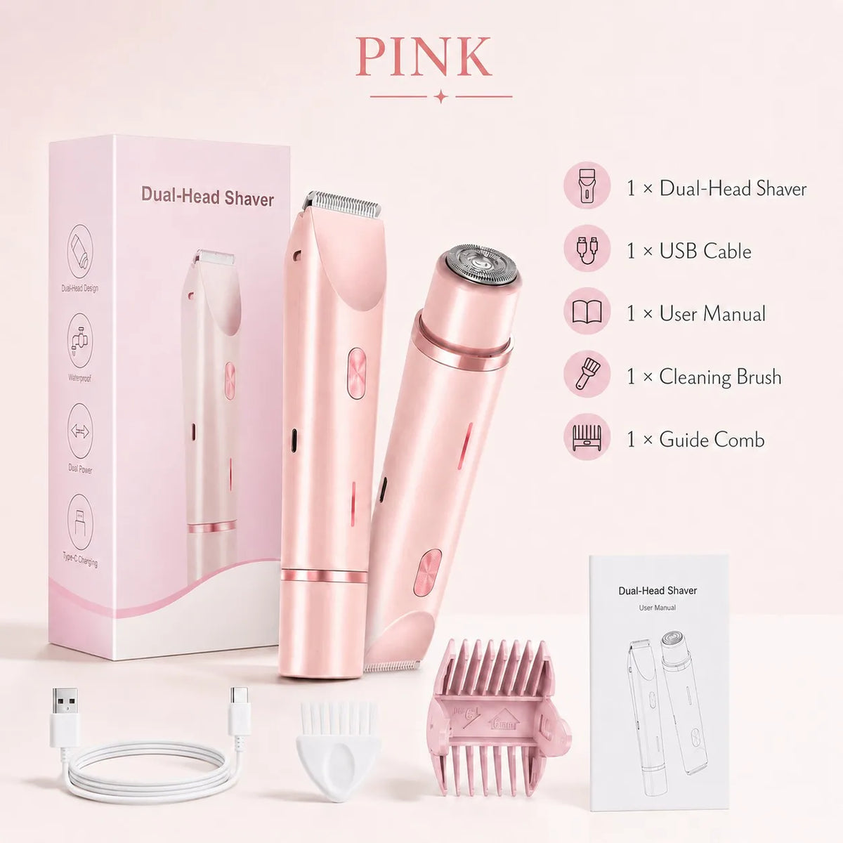Rechargeable Double-Head Bikini Trimmer for Women