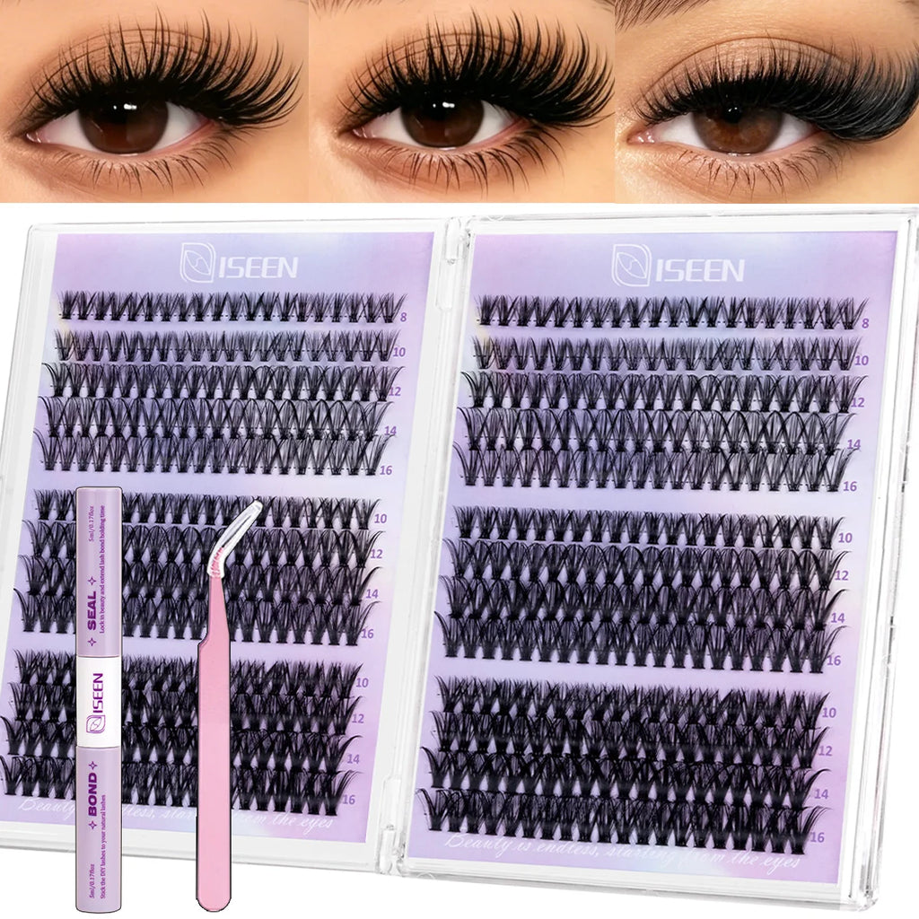 DIY Wispy Lash Clusters Kit, 8–16 mm C-Curl with Bond & Seal