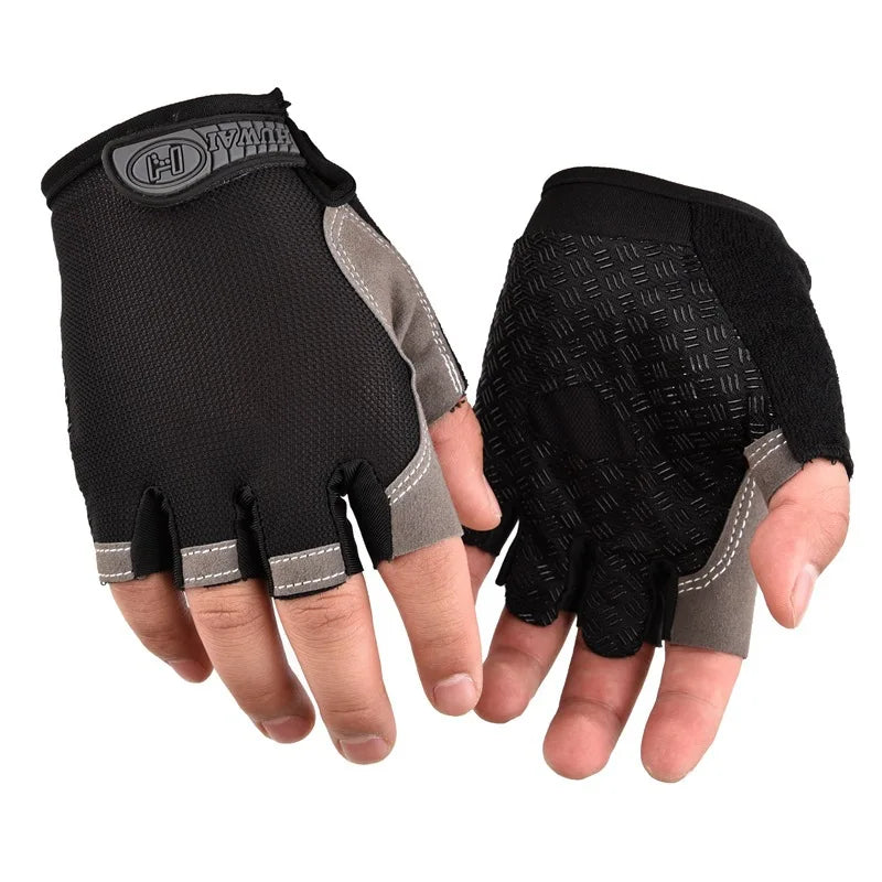 Unisex Breathable Half-Finger Gym Gloves, Anti-Slip Grip, M–XL