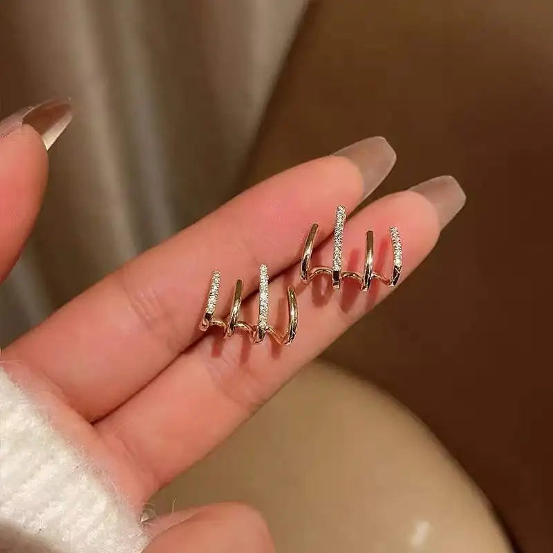 Korean-Style CZ Crystal Claw Earrings