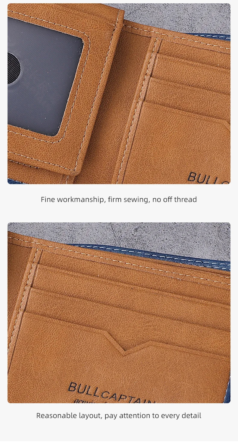 BULLCAPTAIN Men's Genuine Leather Wallet with Gift Box Option