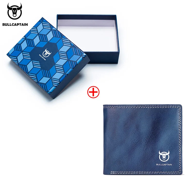 BULLCAPTAIN Men's Genuine Leather Wallet with Gift Box Option