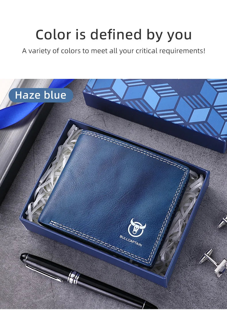 BULLCAPTAIN Men's Genuine Leather Wallet with Gift Box Option