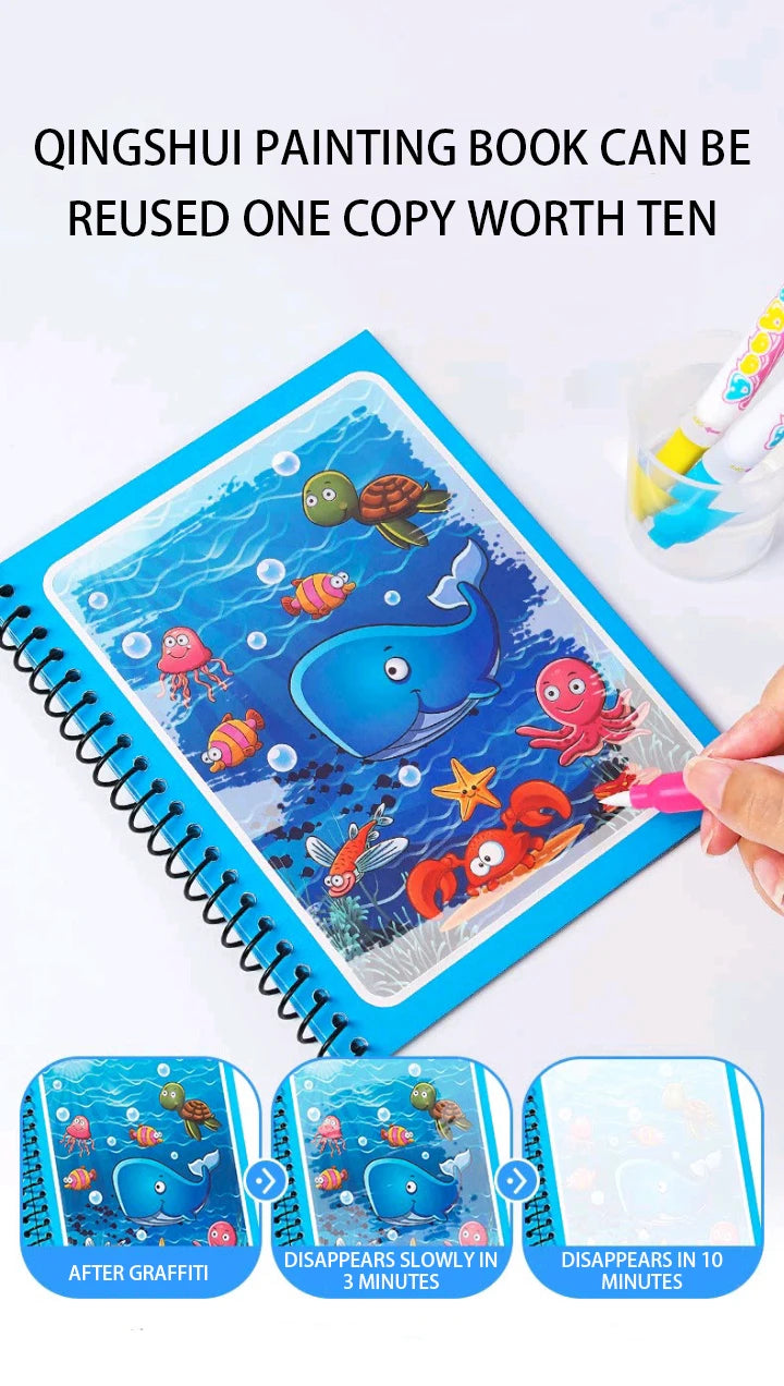 Reusable Coloring Book Magic Water Drawing Book Sensory Early Education for Children