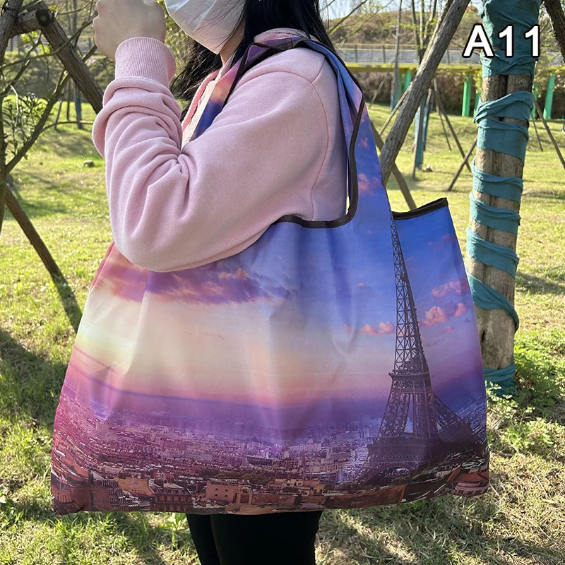 Foldable Nylon Reusable Shopping Tote Bag