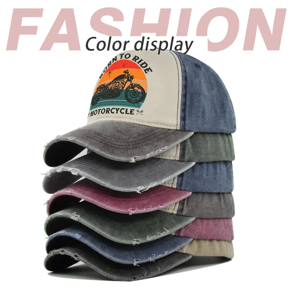 Retro Washed Print Cotton Baseball Cap