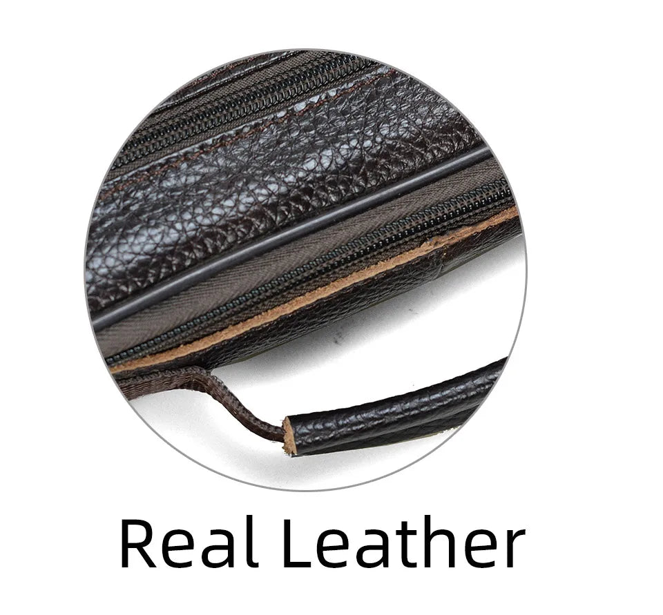 Men's Genuine Leather Messenger Bag with Removable Strap